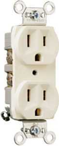 Pass & Seymour Duplex Outlet, Heavy-Duty, Light Almond, 125-Volt, 15-Amp