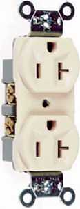 Pass & Seymour Duplex Outlet, Heavy-Duty, Light Almond, 125-Volt, 20-Amp