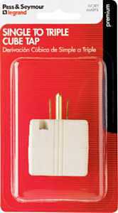 Pass & Seymour 15A Ivory Grounded Triple Cube Adapter