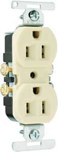 Pass & Seymour Duplex Outlet, Copper/Aluminum, 2-Pole, 3-Wire Ground, Ivory, 15-Amp, 125-Volt