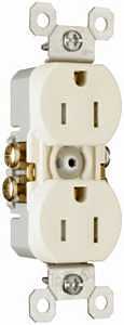 Pass & Seymour Duplex Outlet, 15-Amp 125-Volt Grounded, Light Almond, 10-Pk.