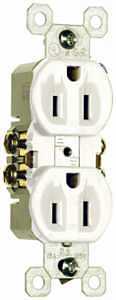 Legrand TradeMaster 3232WU Duplex Receptacle, 2 -Pole, 15 A, 125 VAC, White