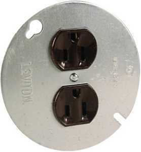 Pass & Seymour Receptacle on 4 In. Round Plate, Brown, 15A, 125-Volt
