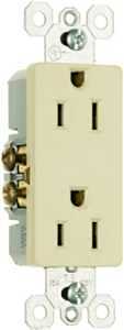 Pass & Seymour Decorator Outlet, 2-Pole, 3-Wire Grounding, Ivory, 15-Amp, 125-Volt, 10-Pk.