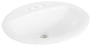 Craft + Main 130012-4W Bathroom Sink, Oval Basin, 4 in Faucet Centers, 3-Deck Hole, 17 in OAW, 20 in OAH, White