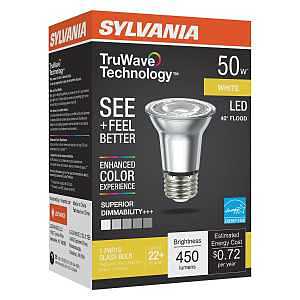 Sylvania Natural Series 40930 LED Bulb, PAR16 Lamp, E26 Medium Lamp Base, Dimmable, Cool White, 3000 K Color Temp