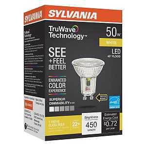Sylvania Natural Series 40932 LED Bulb, PAR16 Lamp, E26 Medium Lamp Base, Dimmable, Warm White, 3000 K Color Temp