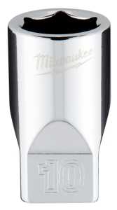 Milwaukee 45-34-9036 Socket, 10 mm Socket, Standard Socket, 4.921 in OAL, 1/4 in Drive, 6-Point, Chrome Vanadium Steel