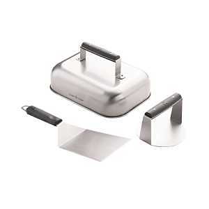 Camp Chef Stainless Steel Smash Burger Kit – Press, Spatula & Melting Dome with Soft‑Touch Handle