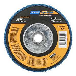 Norton 04015 Sanding Disc, 4-1/2 in Dia, 5/8-11 Arbor, Non-Woven, Extra Coarse, Aluminum Oxide Abrasive