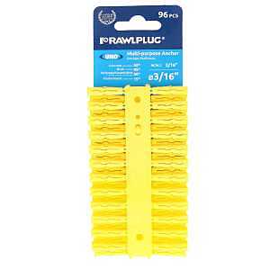 Rawlplug Rawl Uno Series R-U0-3/16-96 Multi-Purpose Anchor, 1 in L, Polypropylene