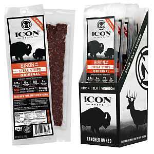 Icon Meats 8-10033-74037-4 Bison Jerky Steak, Strip, Original, 2 oz