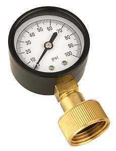 Water Pressure Test Gauge, 100 Psi - Measures 0 To 100 Psi, Attaches To Hose Bibb