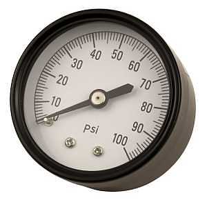 Water Source M1002-8B-RM Pressure Gauge, 1/8 in Connection, Steel Gauge Case, 0 to 100 psi, Back Connection