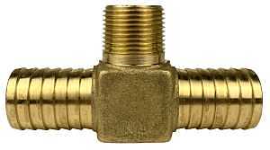 Water Source HT175NL Hydrant Pipe Tee, 1 x 3/4 in, Barb x MNPT, Brass