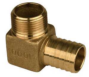 Water Source HE101NL Yard Hydrant Elbow, 1 in, Barb x MPT, 90 deg Angle, Brass, 120 psi Pressure