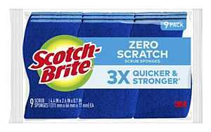 Scotch-Brite 529-5 Zero Scratch Scrub Sponge, Cellulose Abrasive, 4.4 in L, 2.6 in W, Blue