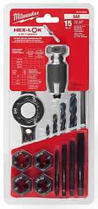 Milwaukee 49-22-5602 Tap and Die Set, 15-Piece, Metal, Black Oxide