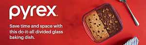 Pyrex 1147555 Baking Dish, 8 in OAL, Glass