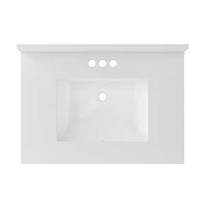 Craft + Main QZ31224SWR Vanity Top, 22 in OAL, 31 in OAW, Ceramic/Quartz, Snow White, Undermount Sink, 1-Bowl