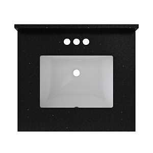 Craft + Main Black Galaxy Quartz Vanity Top – 22" OAL x 25" OAW, Undermount 1‑Bowl Sink