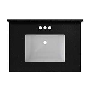 Craft + Main QZ31224BGR Vanity Top, 22 in OAL, 31 in OAW, Ceramic/Quartz, Black Galaxy, Undermount Sink, 1-Bowl
