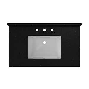 Craft + Main Black Galaxy Quartz Vanity Top – 22" OAL x 37" OAW with Undermount 1‑Bowl Sink