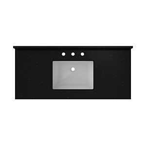 Craft + Main QZ49228BGR Vanity Top, 22 in OAL, 49 in OAW, Ceramic/Quartz, Black Galaxy, Undermount Sink, 1-Bowl