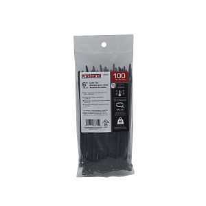 ProSource CT0905 Cable Tie, 6 inches, 40lb Tensile Strength, Self-Locking Locking, Nylon, Black