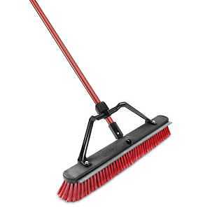 Libman 5055 Multi-Surface Push Broom with Squeegee, 24 in Sweep Face, Polyethylene Bristle, 62 in L