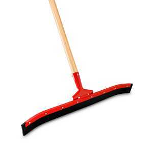 Libman 5060 Heavy-Duty Floor Squeegee, 24 in Blade, Curved Blade, Rubber Blade, Wood Handle, Black/Red
