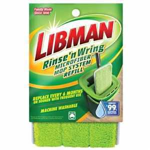 Libman Rinse 'n Wring 5085 Mop Refill, Hook and Loop, Microfiber, Green