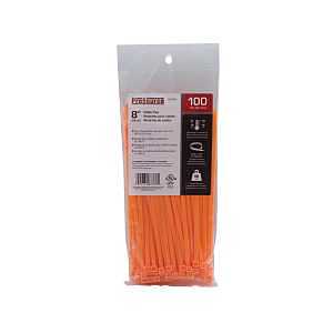 ProSource CT0944 Cable Tie, 8 inches, 50lb Tensile Strength, Self-Locking Locking, Nylon, Orange