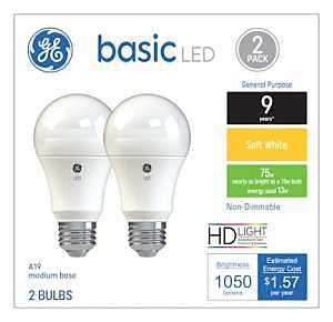 LED Light Bulbs, A19, Soft White, 1050 Lumens, 13 Watt, 2-Pk.