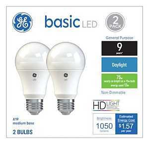 LED Light Bulbs, A19, Daylight, 1050 Lumens, 13 Watt, 2-Pk.