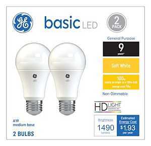 LED Light Bulbs, A19, Soft White, 1490 Lumens, 16 Watt, 2-Pk.