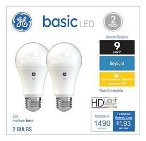 LED Light Bulbs, Daylight, 1490 Lumens, 16 Watt, 2-Pk.