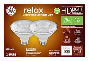 LED Light Bulbs, Soft White, Par 30, Short Neck, Clear, 12 Watt, Medium Base, 2-Pk