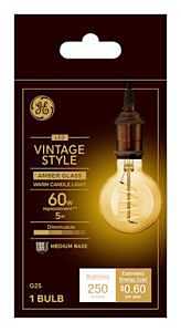 LED Vintage Light Bulb, G25, Warm White, Amber Bulb, 250 Lumens, 5 Watt