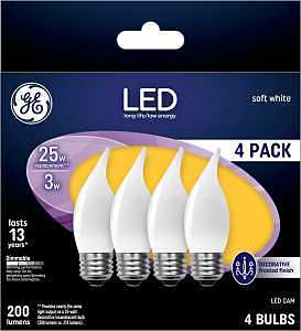 Decorative LED Light Bulbs, Frosted, 2.5 Watt, 200 Lumens, 4-Pk.