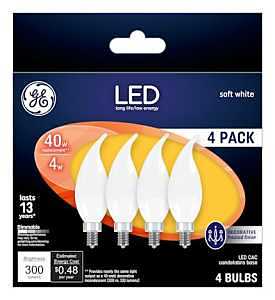 LED Decorative Light Bulb, Frosted, 4 Watt, 4-Pk.