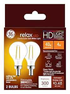 LED Ceiling Fan Light Bulbs, A15, Soft White, Clear, 300 Lumens, 4 Watt, 2-Pk.
