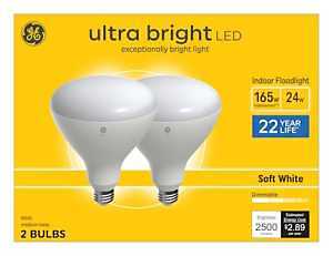 LED Ultra Bright Indoor Floodlight Bulbs, Soft White, BR40, Medium Base, 24 Watts, 2-Pk.