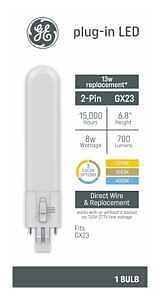 GE 8W GX23 T10 LED Bulb – 700 lm, Cool White/Daylight/Warm White