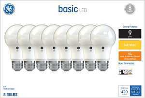 GE 5W Soft White A19 LED Bulb – 40W Equivalent, Non‑Dimmable, E26 Base