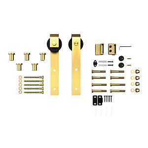 Renin SB78RR-BG Brushed Steel Barn Door Hardware Kit – 78‑¾″ Track for 36″ Doors