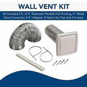 Broan WVK2A Wall Ducting Kit, Flexible, Metal, White