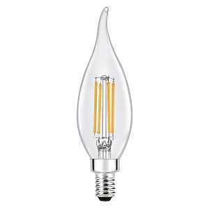 Sylvania TruWave Series 42093 LED Bulb, Bent Tip Lamp, 40 W Equivalent, Candelabra E12 Lamp Base, Dimmable, Clear