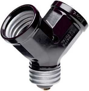 Pass & Seymour Single to Twin Lampholder Adapter, Black