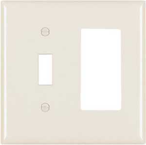Pass & Seymour 1-Toggle & 1 Decorator Opening Nylon Wall Plate, Light Almond